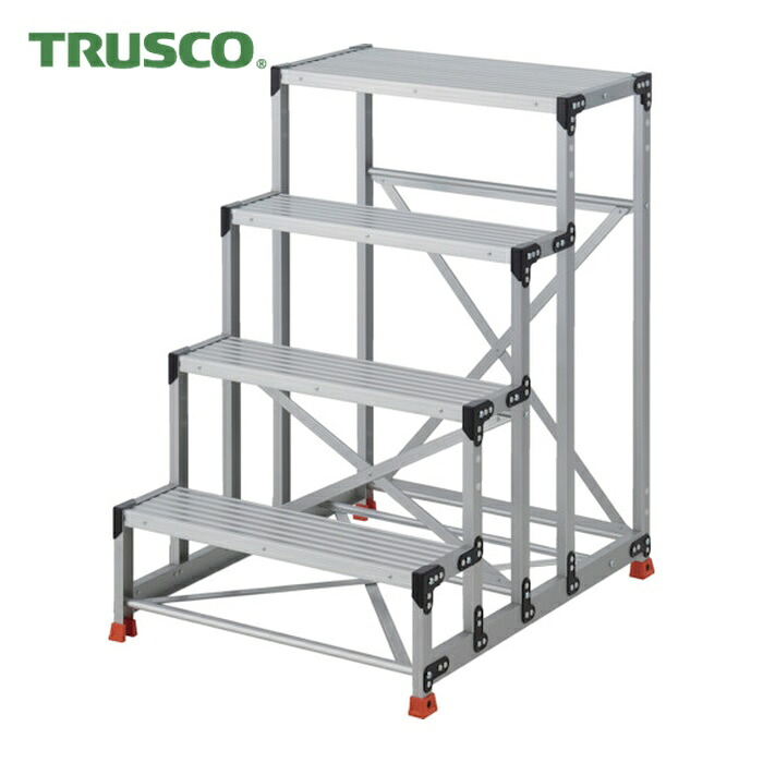 トラスコ TRUSCO やり方用踏台 4段  足取り奥ふかさ200 高さ1.2m 天板800X400 (1台) TSF-4812