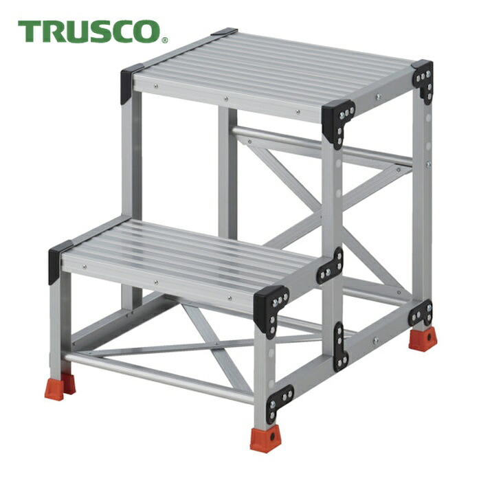 トラスコ TRUSCO 作業用踏台 2段 ステップ奥行250 高さ0.60m 天板500X400 (1台) TSF-25256