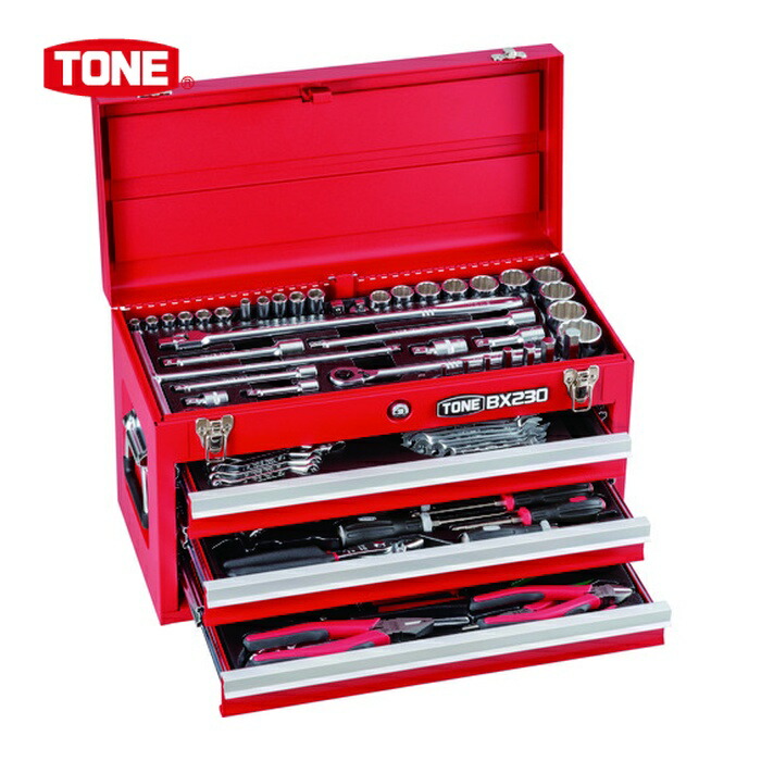 TONE トネ TSX950 保全用手道具仕掛ける 物の具仕掛ける 差込角9.5粍 12.7粍 86点仕掛ける 赤いこと (1S)