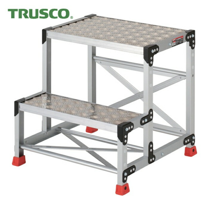 トラスコ TRUSCO 作業用踏台 アルミ製・縞板タイプ 天板寸法600X400XH600 (1台) TSFC-266