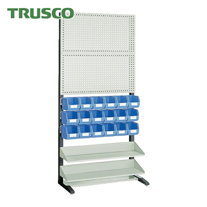 トラスコ TRUSCO UPR型パンチングラック 棚板・容れもの付 両面 (1台) UPR-408N