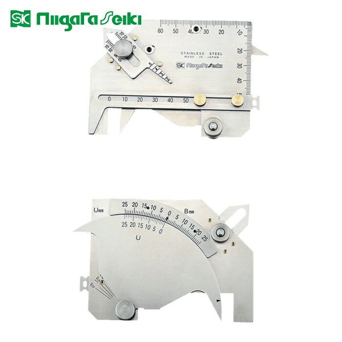 SK 新潟精機 WGU-9M 溶接ゲージ(圧接後膨らみ外径/ビード幅/アンダーカット/食い違い段差/脚長/すみ肉のど厚) (1個)｜工具ランド