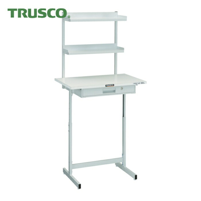 トラスコ TRUSCO 小型作業デスク 上棚付 700X450 ホワイト色 (1台) VU-701DW|工具ランド