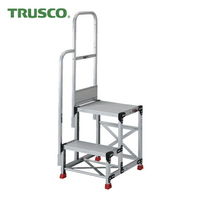 トラスコ TRUSCO 軽銀製御役目用踏台 2段 高さ0.5m 天板大きさ800×400 段高250粍 上がり段片手摺り付き添い人 (1台) TSF-285-TK250