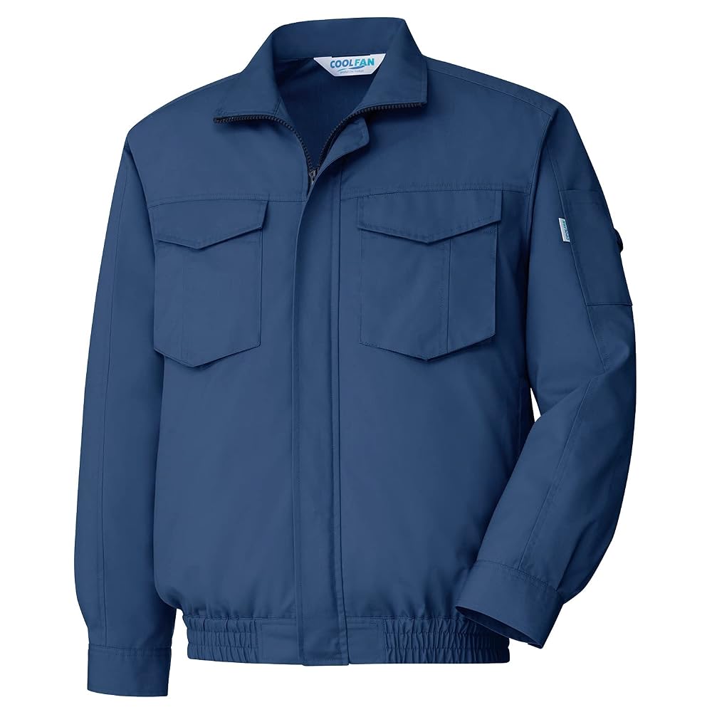 [ミドリ安全] クールファン 電動ファン対応 ファン別売 作業服 長袖 ブルゾン T/C 男女兼用 WE47 上 ネイビー 5L｜英白商事