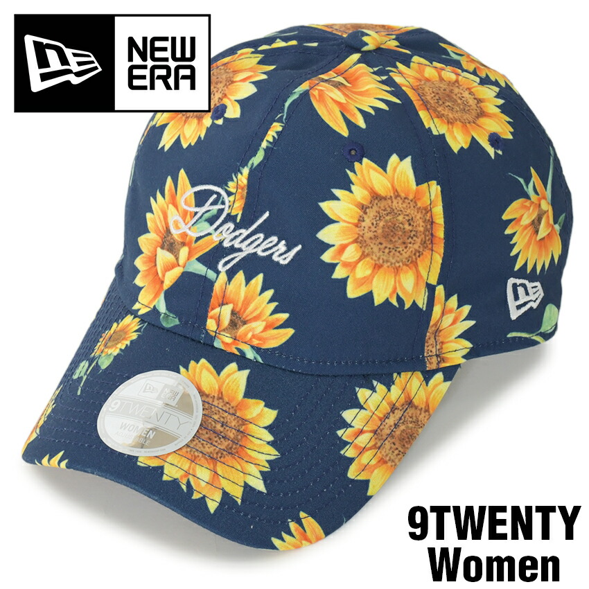【レディース】ニューエラ NEW ERA キャップ ドジャース ウィメンズ ヒマワリ柄 9TWENTY WOMEN 920 LA Los Angeles Dodgers 帽子 ストラップバック ローキャップ ベースボールキャップ Sunflower MLB 女性用 大人 ブランド ブルー 夏 サイズ調整式