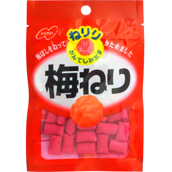 楽天市場 130円 gねりり梅ねり 1箱 10袋入 お菓子 小袋 ノーベル製菓 Nobel 梅 素材菓子 吊り下げ ミカミオンラインショップ