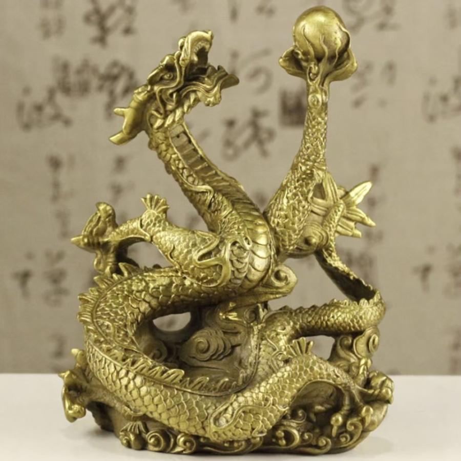 卓上置物 風水 龍 左手に玉を持つ龍 五本爪 龍の置物 竜 真鍮 ブロンズゴールド ドラゴン アイテム パワースポット 開運 金運 財産運 ブロンズ 幸福 銅製昇龍 開運厄除 祈願成就 銅製置物 龍神 出世運 恋愛運 オブジェ 風水グッズ 風水龍 皇帝龍 成功 吉祥 開店祝い 商売繁盛