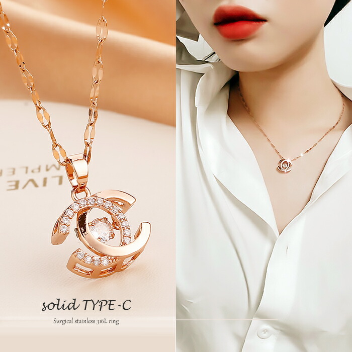 【楽天市場】送料無料 大人のオシャレ可愛い 『TYPE-C』Eternity pendant サージカルステンレスネックレス 316L ステンレス製  ジルコニアラインストーン レディース エタニティ エレガンスプラチナシリーズ アクセサリー ニッケルフリー 金属アレルギー ...