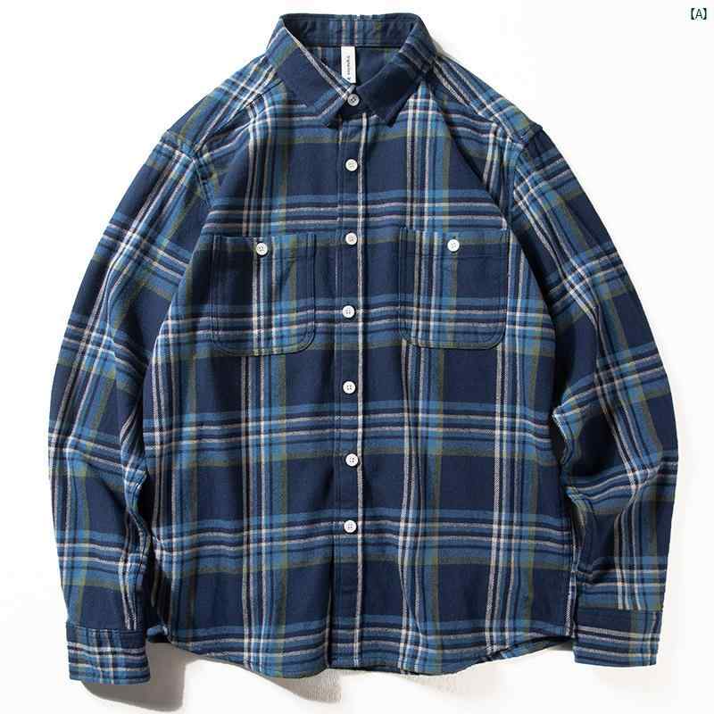 メンズファッション男性用カジュアルオシャレ チェック柄 シャツ メンズ 春秋 たり シンプル アメカジ レトロ トップス 長袖 コットン