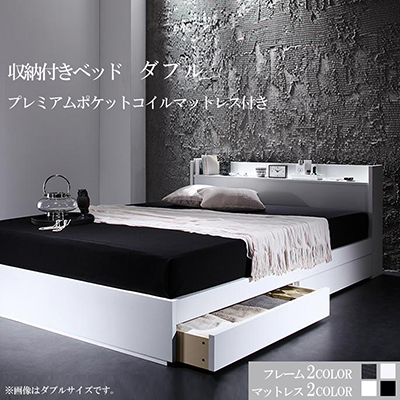 【楽天市場】シングルベッド マットレス付き 大容量 収納付きベッド 