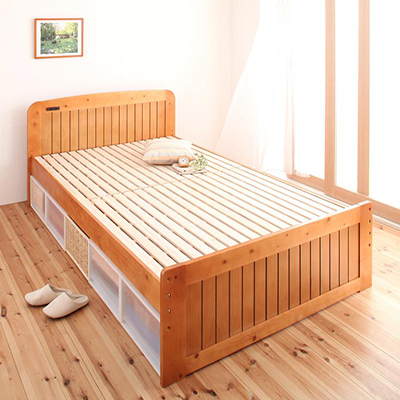 天然木すのこベッド コンセント付き 寝室 ベッド 高品質 フィット イン 収納 通気性 高さが調節できるすのこベッド フレンチカントリー シングルベッド 高さ調整 木製ベッド 快適 一人暮らし ワンルーム 送料無料 高さが調節できるすのこベット コンセント付き 天然木