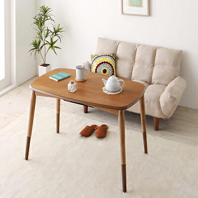 こたつ 90&times;55cm＆ソファセット ２点セット 天然木アルダー材高継脚こたつテーブル＆リクライニングカウチソファセット コンソート リクライニングソファ 木製 継ぎ足 高さ調整 リビングテーブル ローテーブル センターテーブル 高級感 おしゃれ モダン｜single（シングル）