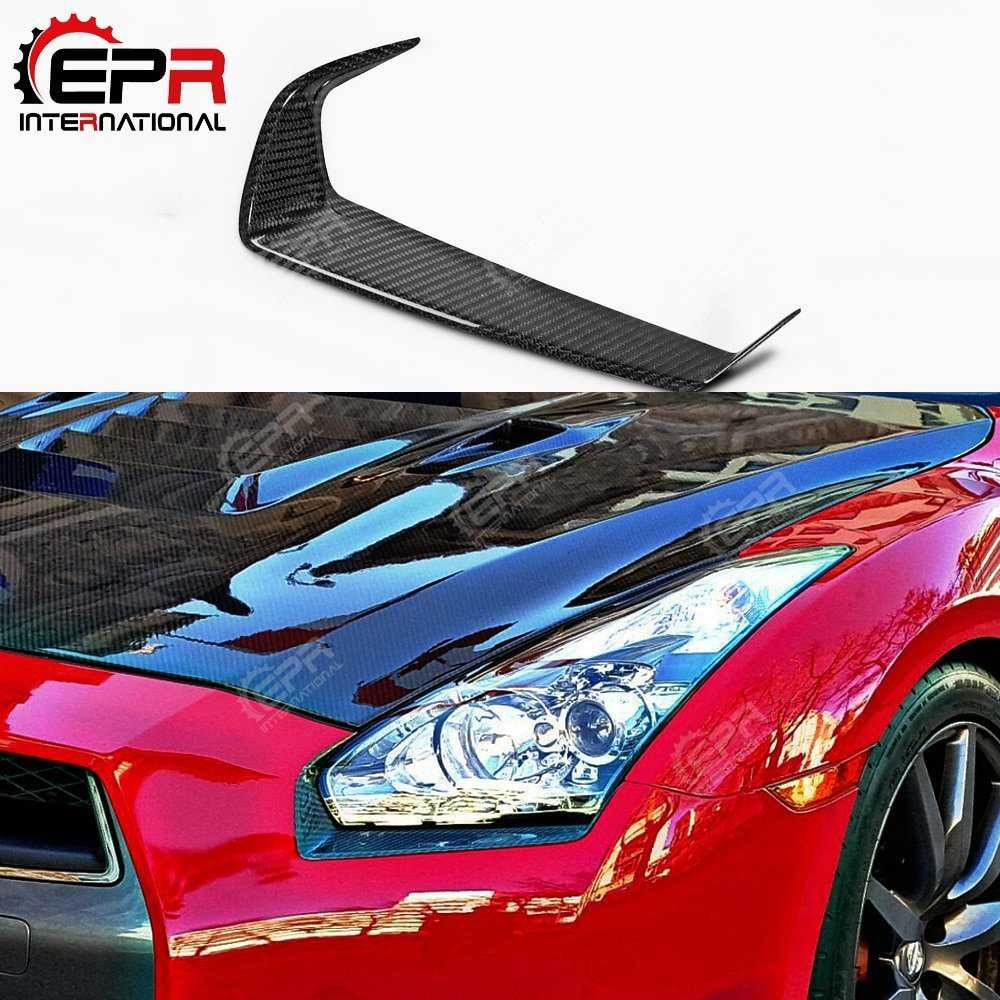 車 飾り付け For Nissan R35 GTR Carbon Fiber Eyebrow Car Styling GT-R Fibre Eyelid Body Kit Tunin その他-自転車用パーツ-スポーツ・アウトドア
