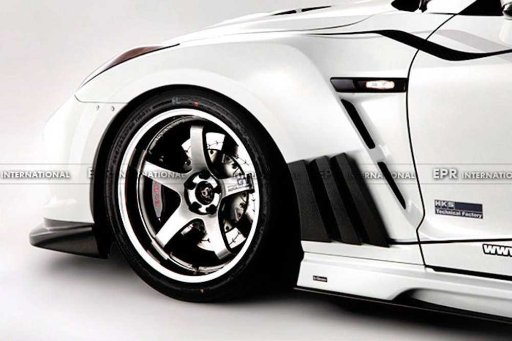 Ver VRS Style FRP Fiber Glass Front Fender With Carbon Fiber Louver Fins Fiberglass Wheel