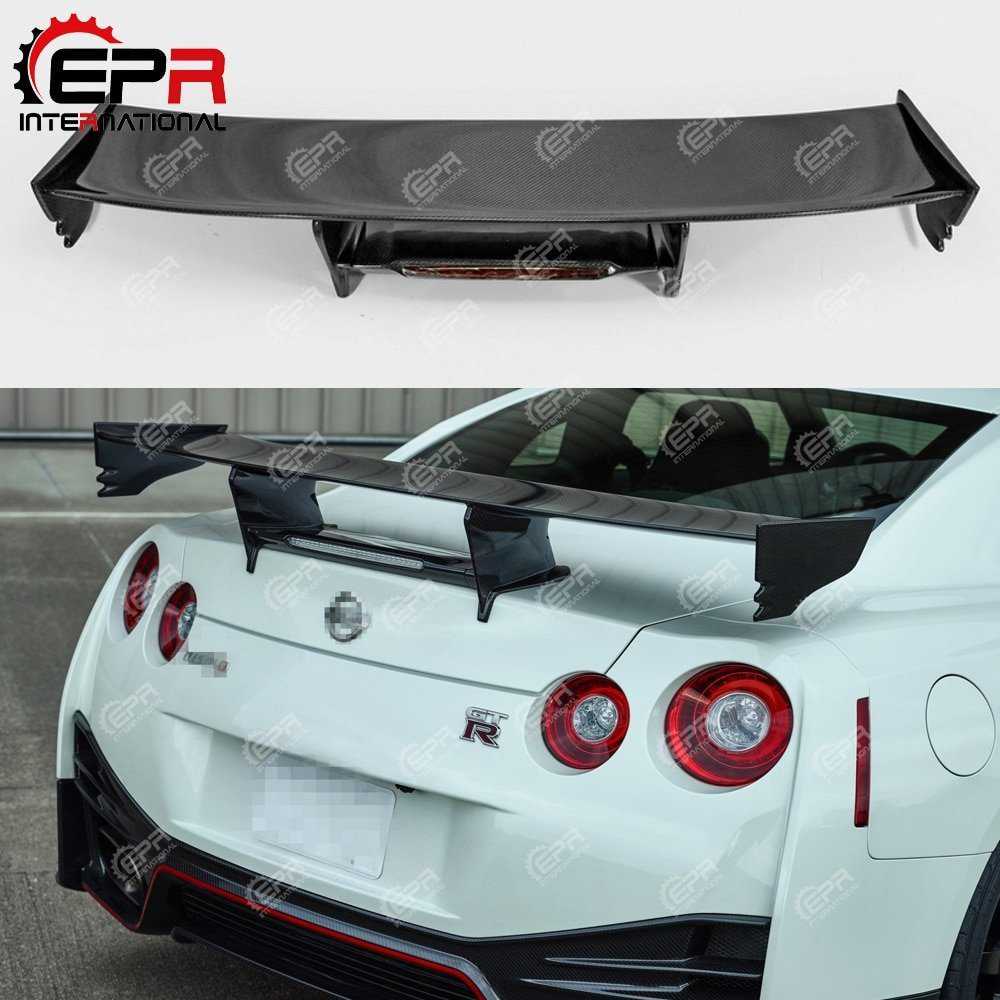 車 飾りつけ For Nissan GTR R35 Carbon Fiber Nismo Style Rear Spoiler Brake Light Trunk Wing Raci