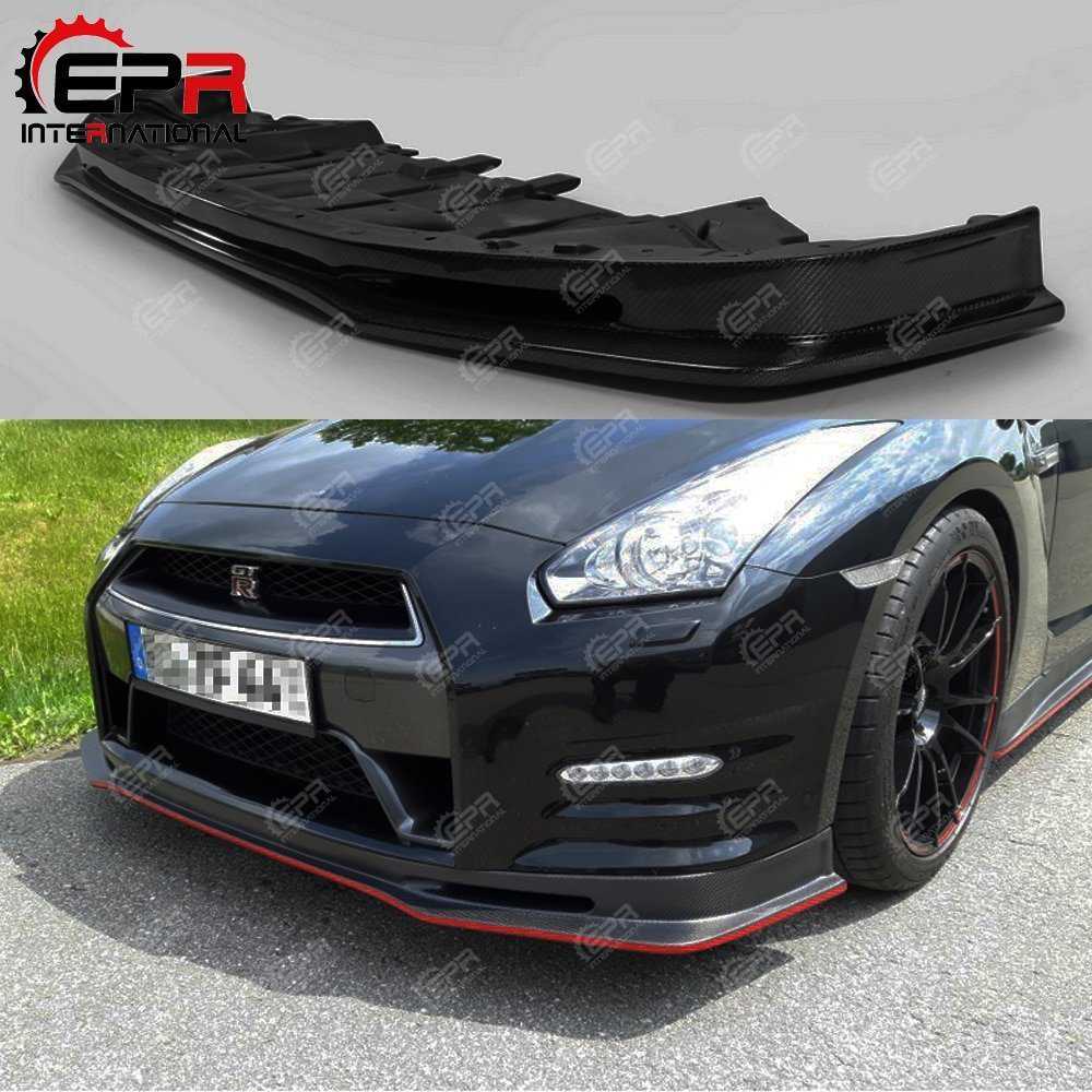 車 飾りつけ For Nissan GTR 2012 On R35 Late Nismo Craft Style Carbon Fiber Front Lip Glossy Fini