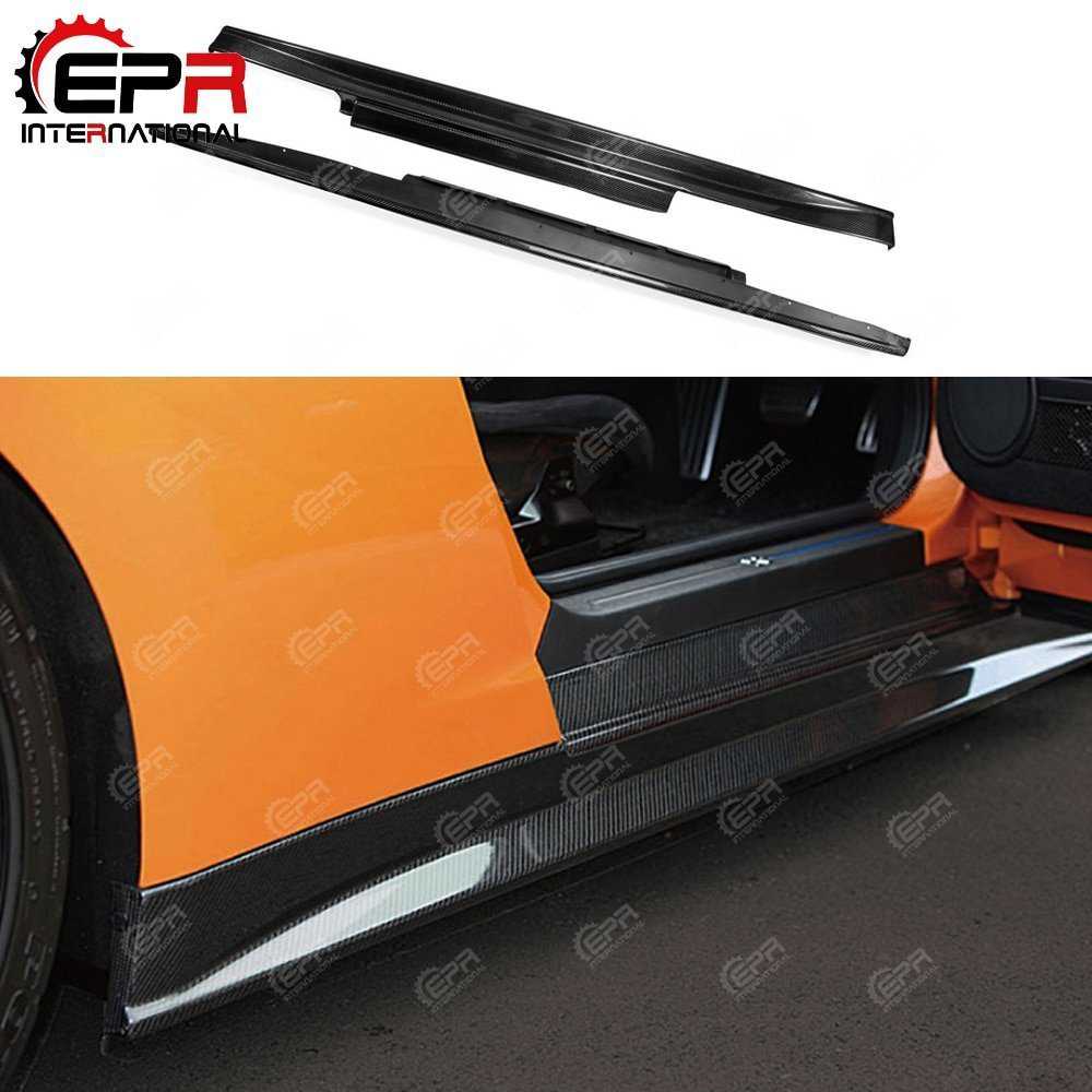 車 飾りつけ For Nissan R35 GTR Coupe ZELE Style Carbon Fiber Side Skirt Glossy Finish GT-R ZE Do