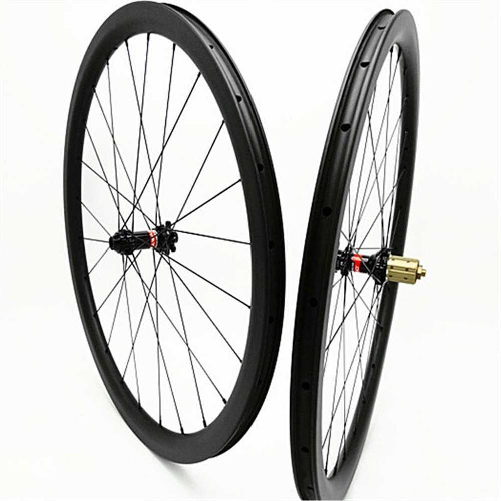 700c carbon road disc wheels cliner tubeless 38粍 disc bicycle wheelset 100x15 142x12 Di