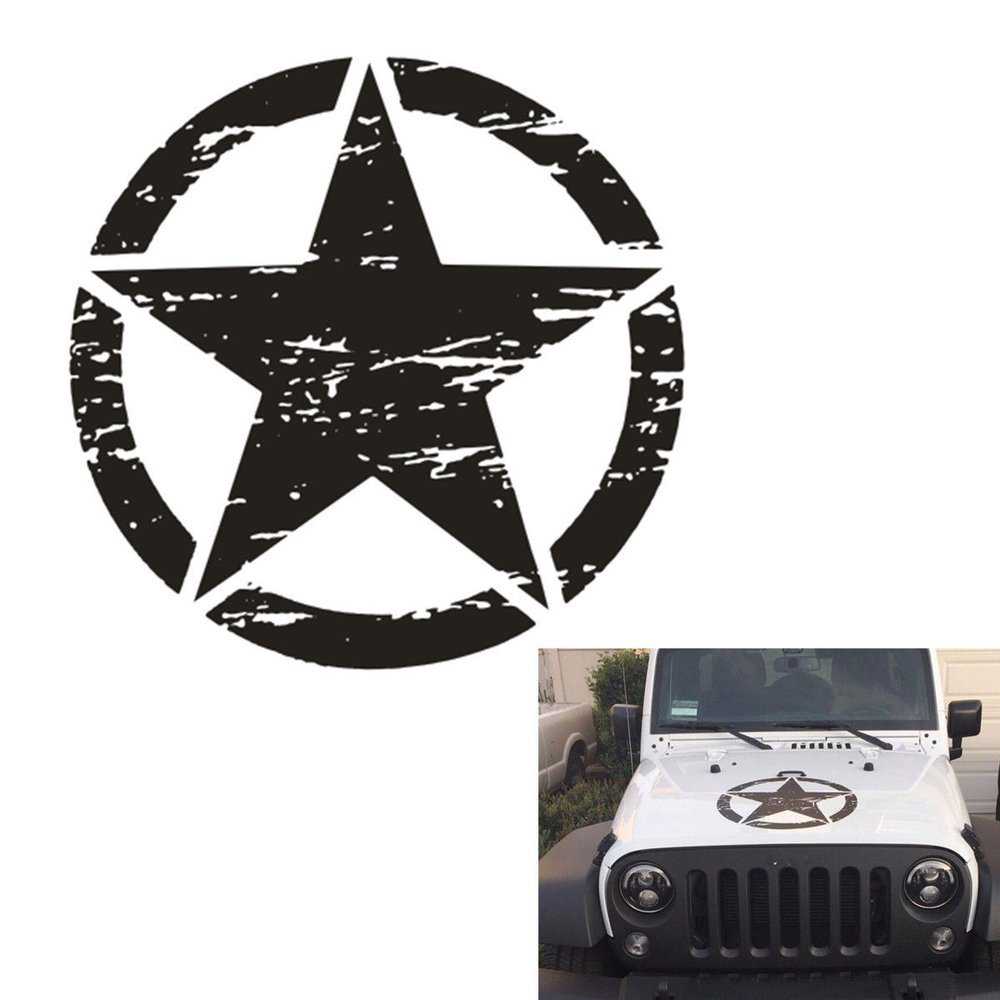 車 外装 Universal 50cm Car Decal Sticker Distressed Army Star Hood Decal Stickers For Jeep