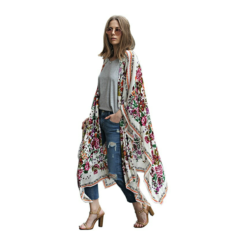 お得! Feitong Vintage 着物 カードigan 女性 Long スリーブ Floral Print Chiffon Loose Shawl Tops Feitong Vintage 着物 カードigan 女性 Long スリーブ Floral
