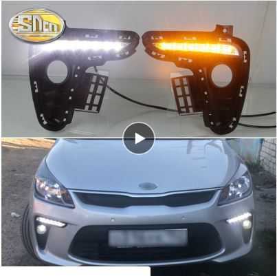 KIA Rio K2 2017 2018 黄味がかったの曲がること交通信号 表現スタイル中継ぎ 雨合羽 ABS 車 DRL 12 雄捻子 LED デイタイムランニングライト 自転車・サイクリング-スポーツ・アウトドア-その他