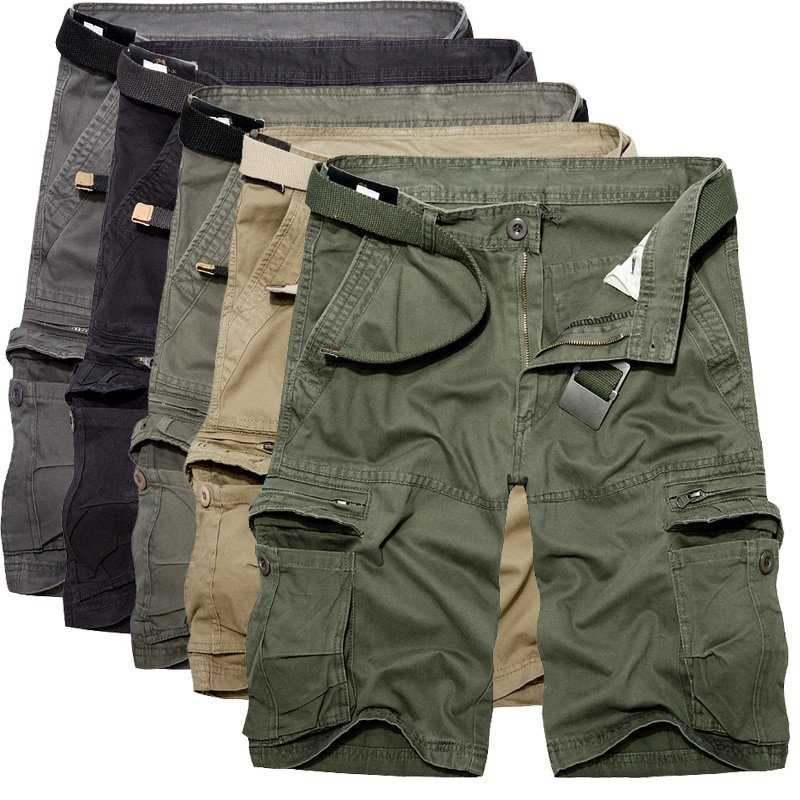2018 Mens Military Cargo Shorts Summer army green Cotton Shorts men Loose Multi-Pocket Sho｜四つ葉ショップ