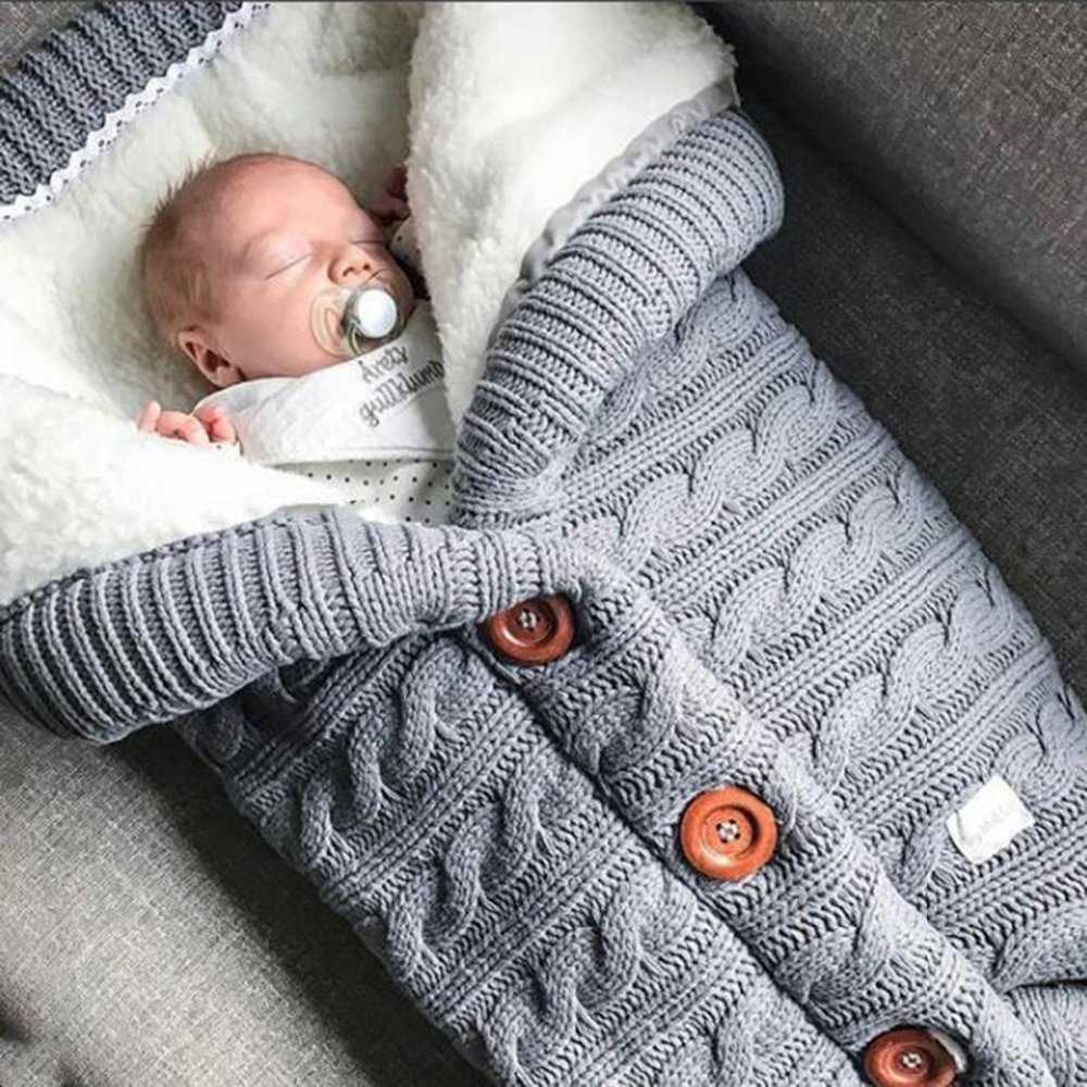 Warm ベイビー 毛布 Soft ベイビー Sleeping Bag Footmuff Cotton Knitting Envelope Newborn Swaddin｜四つ葉ショップ