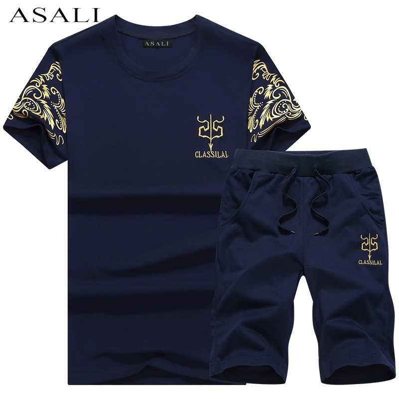 流行り物 運動競技uit and Tee ティーシャツ Set s T ティーシャツ Shorts + Short ズボン下 夏 Track メンズファッション-ズボン・パンツ