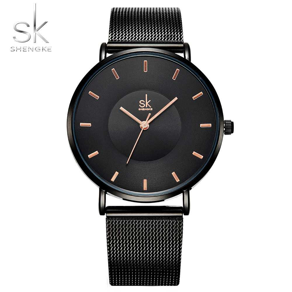 交換無料 Shengke ファッション 黒 女性 時計 高性能 Ultra thin クオーツ Watch Elegan fucoa.cl