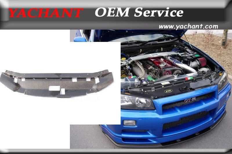 R34 スカイライン ラジエターカバー パネル エアロ GT-R仕様 カーボン ボンネット BNR34仕様 ER34 HR34 rb25det rb26det フロントハーフ｜四つ葉ショップ