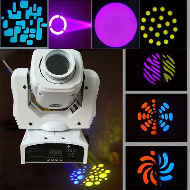 60W LED 8ゴボス8色RGBWムービングヘッドステージ効果ライト 9 11チャンネルオートランDMX512