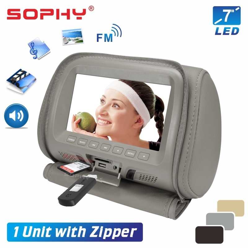 ユニバーサル 7インチ カーヘッドレスト MP4 モニター マルチメディアプレーヤー USB SD SH7048MP5-Zip-Beige グレー Q030