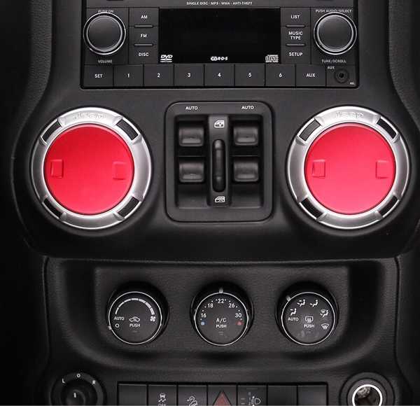 ジープ JK ラングラー エアコンベント 押しかぶせる クローム Red