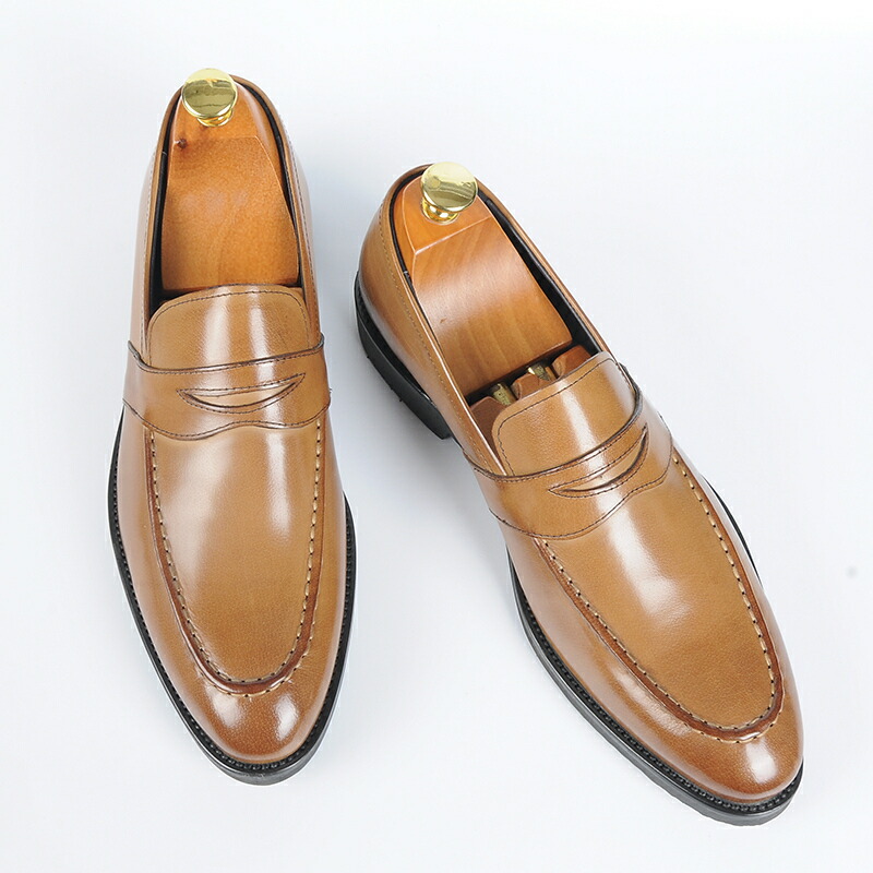 ブランド激安セール会場 ビジネスシューズ 本革 スリッポン ローファー レザー メンズシューズ ベージュ 24 5 Fucoa Cl