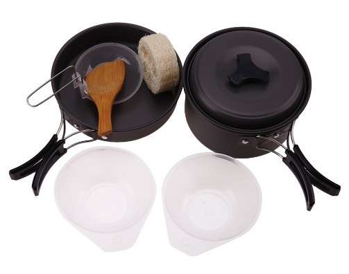 軽量コンパクトクッカーセットアルミ合金製キャンプハイキング調理器具ボウルポットスポンジセット 6,113円