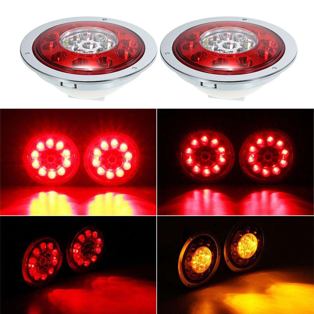 12v 24v 兼用トラック用 2連 LED クリアレンズ 丸型 テールランプ Amazon | 12v 24v 兼用 トラック用 2連 LED クリアレンズ 丸型
