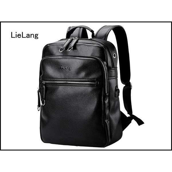 LieLang 都合よい HOT メンズ 背嚢・デイバッグ PU 黒手あいA 新品