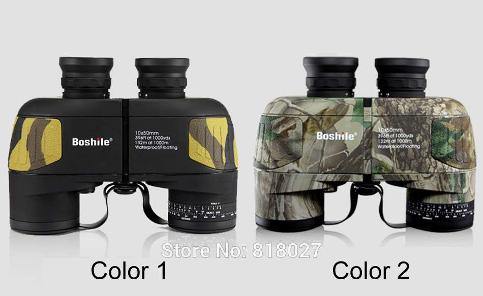 Boshile 10X50双眼鏡プロの軍事海洋防水望遠鏡HD BAK4レンジファインダー距離 色ブラック、迷彩