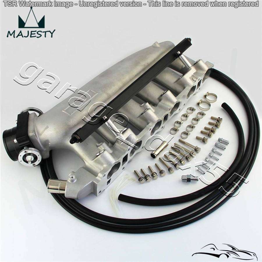 ★R33スカイライン 大容量 アルミ サージタンク インマニ 80mm スロットル デリバリーパイプ付 HCR33 RB25DET インテークマニホールド