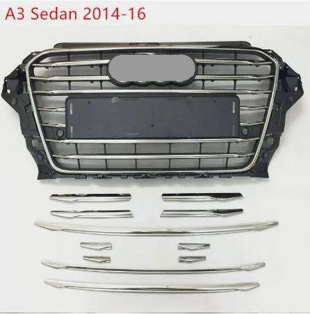 1 セットステンレス鋼車フロントグリル装飾カバートリムストリップアウディ A3 8 12v セダンハッチバックスポーツバック ステンレス鋼 フロントバンパーグリル 装飾カバートリム カスタム 高