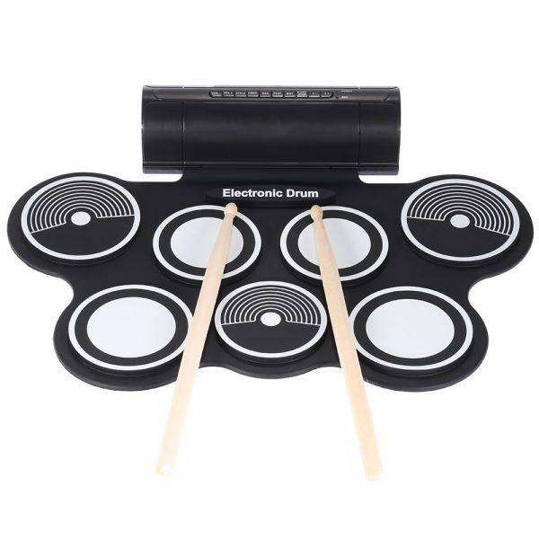 ☆高品質☆新品☆ 電子ドラム 7パッド 本体 スティック フットペダル シリコン USB midi ロールアップ バンド|四つ葉ショップ