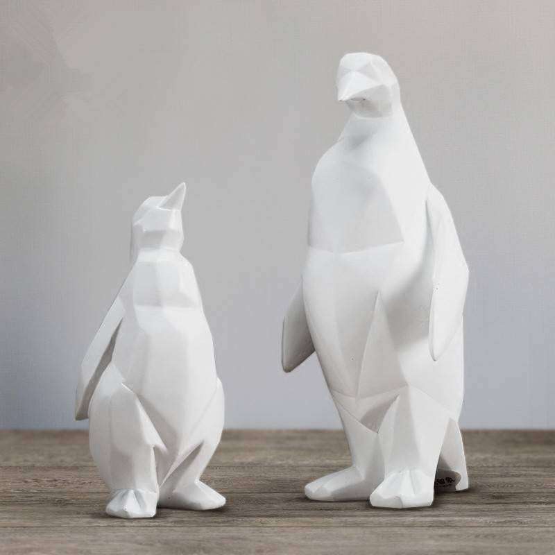 インテリア ペンギン 白 ぺんぎん ホワイト セット 親子 抽象 彫刻 装飾品 装飾 工芸 像 オーナメント