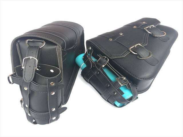 HARLEYー SPORTSTER用の工具とボトルを収納するためのオートバイL&R SUMY BLACK