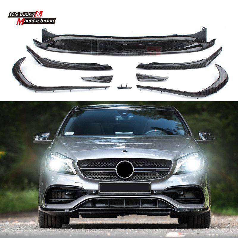 1199 ベンツ フロント バンパー 下 スポイラー ガードナー フロントリップ フリック セット 後期 W176 A45 AMG 黒 ブラック｜四つ葉ショップ