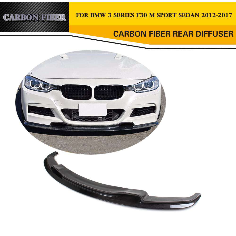 BMWー F30 3シリーズ セダン 前期 後期 カーボン リップ フロントスポイラー 新品 Vタイプ　フロントディフューザー