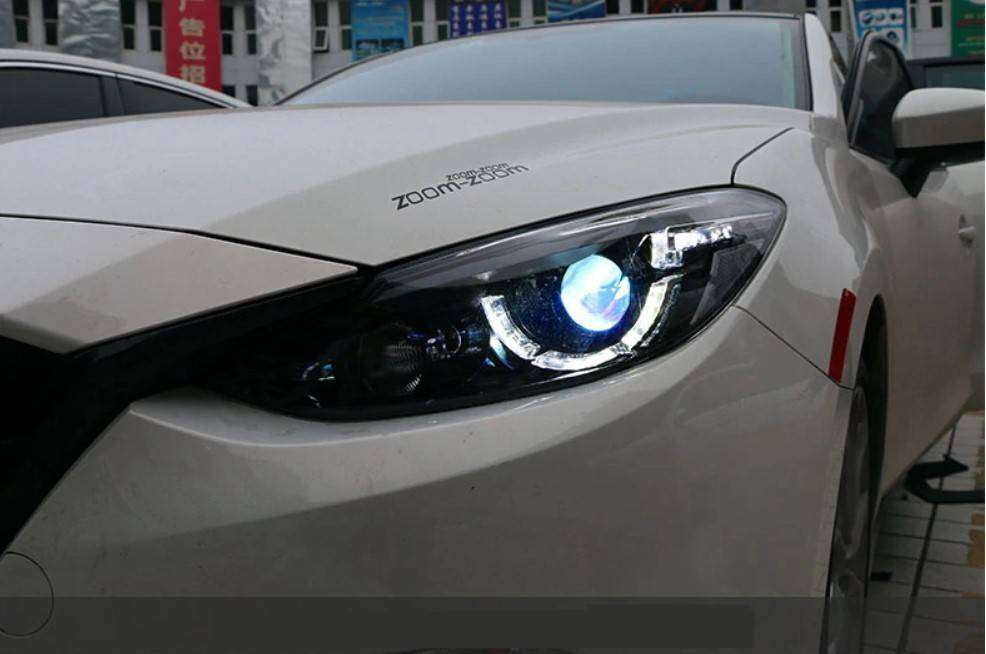 Mazda3ーマツダ3 車用スタイリングヘッドランプ Axela 2014 2015 2016 LED Drlレンズダブルビーム 8000kホワイトブルー｜四つ葉ショップ