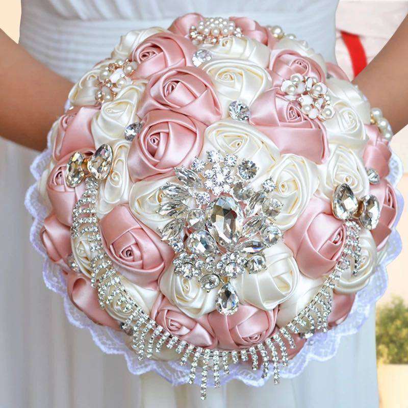 結婚式造花ウェディングブーケ高級ダイヤモンドクリスタルブーケ_Cream White 楽天市場】結婚式造花ウェディングブーケ高級ダイヤモンド