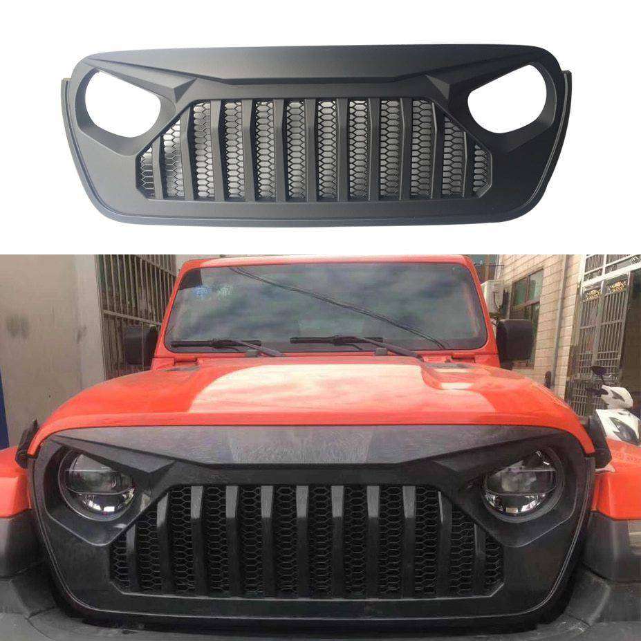 622　ABS フロントレースグリルカバー装飾昆虫ネットアクセサリージープラングラー JL 2018 + 自動車製品カーアク