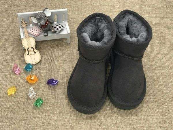 女の子男の子のブーツ冬暖かい足首キッズスノーブーツ子供暖かい靴_灰色_17cm